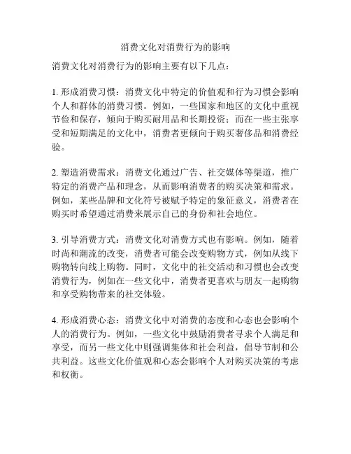消费文化对消费行为的影响