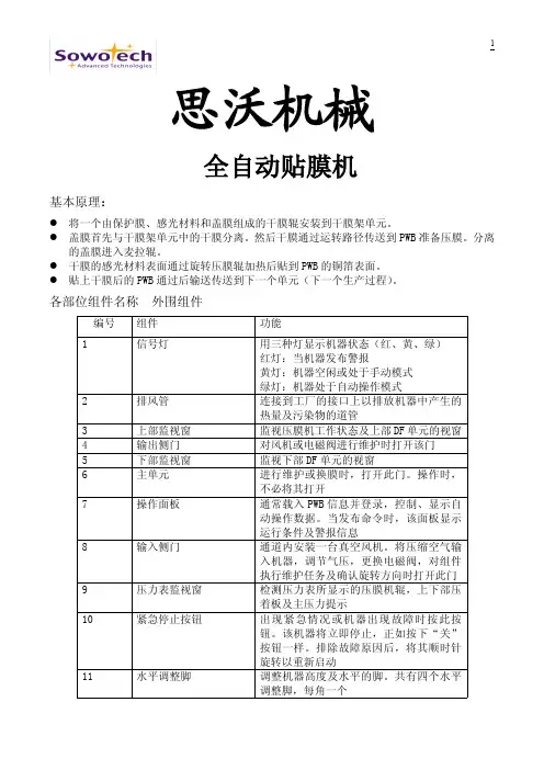 思沃自动贴膜机资料