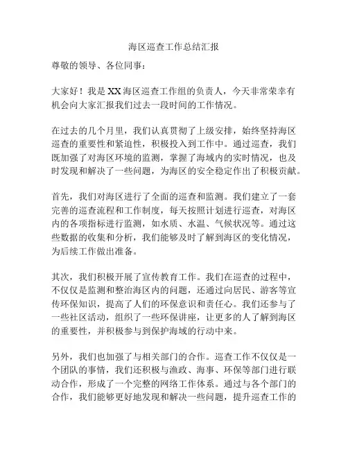 海区巡查工作总结汇报