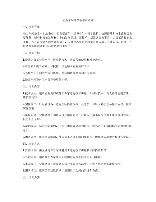 动力车间老带新培训计划