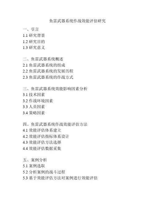 鱼雷武器系统作战效能评估研究