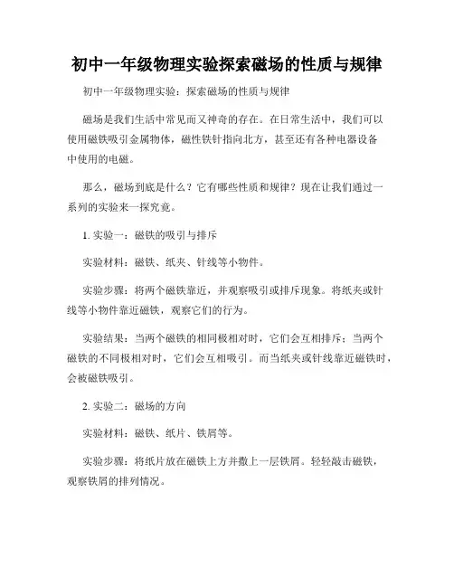 初中一年级物理实验探索磁场的性质与规律