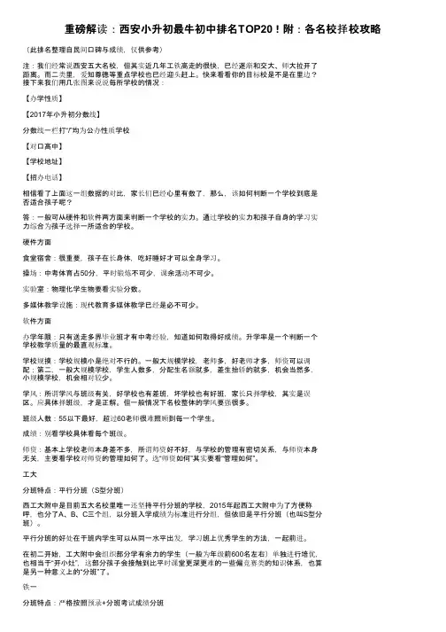 重磅解读：西安小升初最牛初中排名TOP20！附：各名校择校攻略