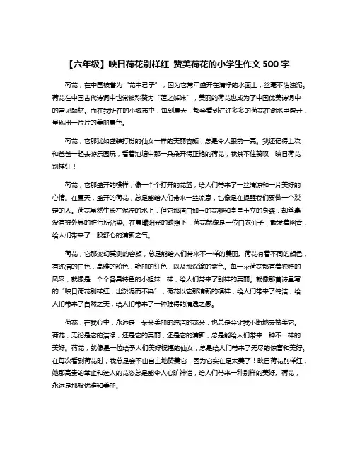 【六年级】映日荷花别样红 赞美荷花的小学生作文500字