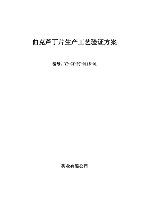 口服固体制剂生产工艺验证方案