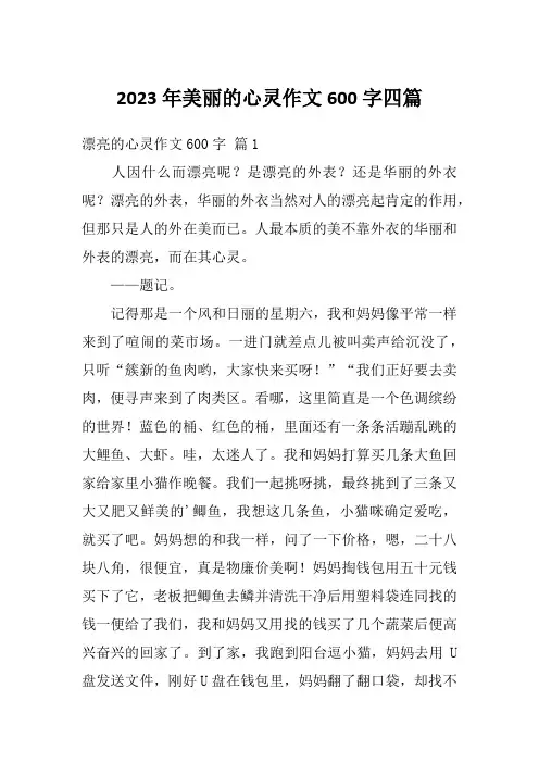 2023年美丽的心灵作文600字四篇
