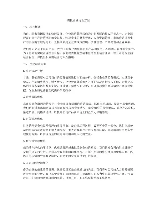 委托企业运营方案