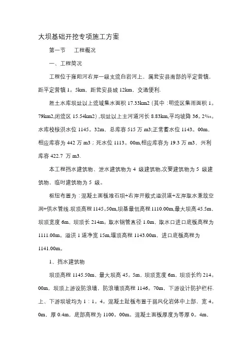 大坝基础开挖专项施工方案