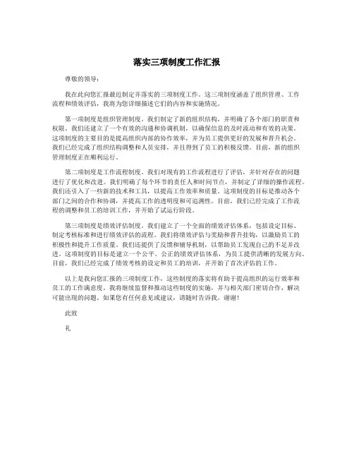 落实三项制度工作汇报