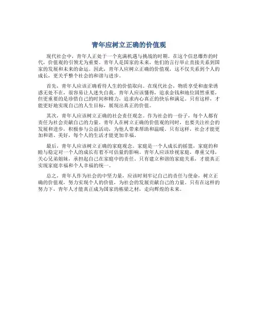 青年应树立正确的价值观议论文