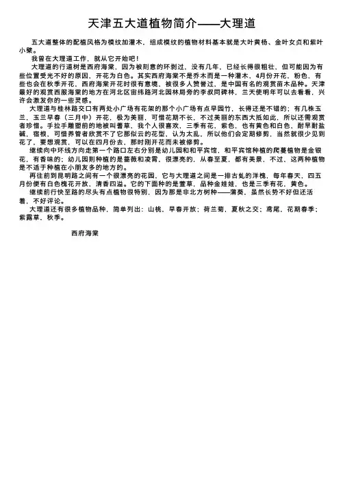 天津五大道植物简介——大理道