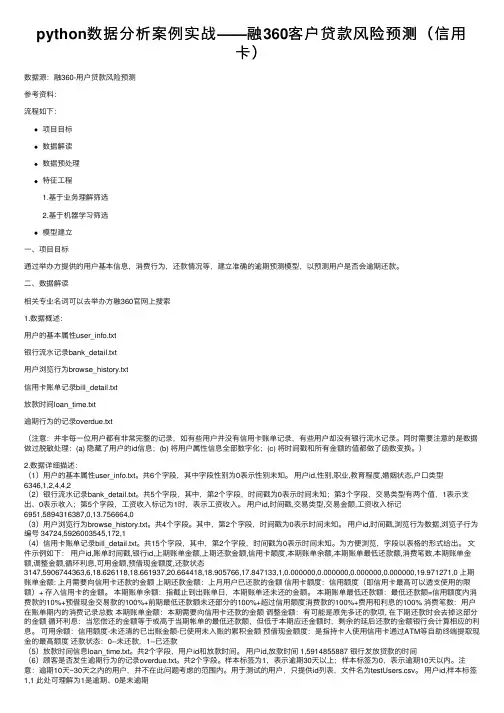 python数据分析案例实战——融360客户贷款风险预测（信用卡）
