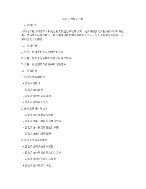 弱电工程培训计划