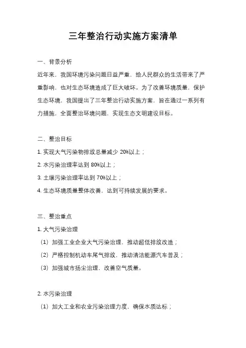 三年整治行动实施方案清单