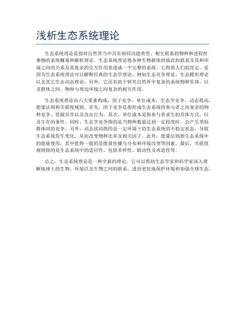 浅析生态系统理论