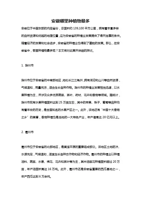 安徽哪里种植物最多