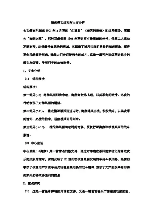 海燕课文结构与内容分析