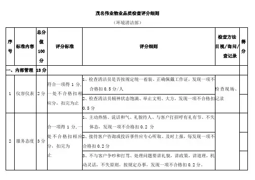 伟业物业品质检查评分细则
