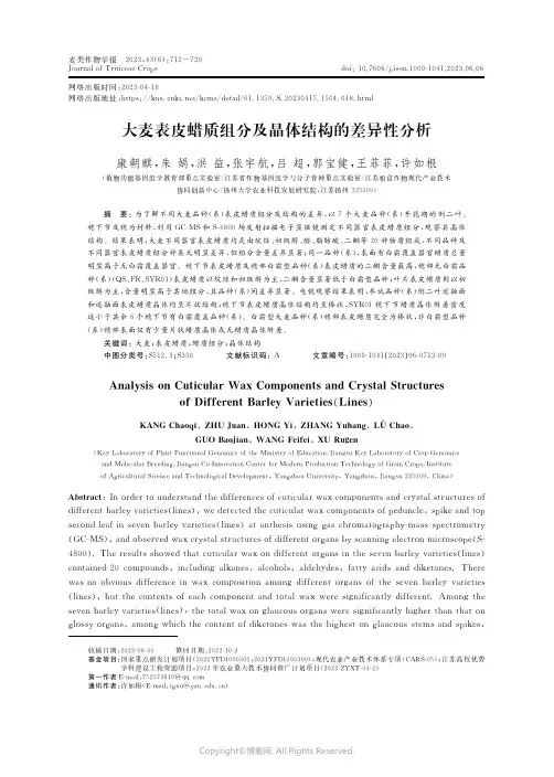 大麦表皮蜡质组分及晶体结构的差异性分析