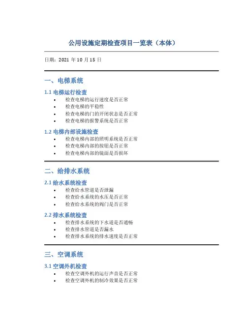 公用设施定期检查项目一览表(本体)