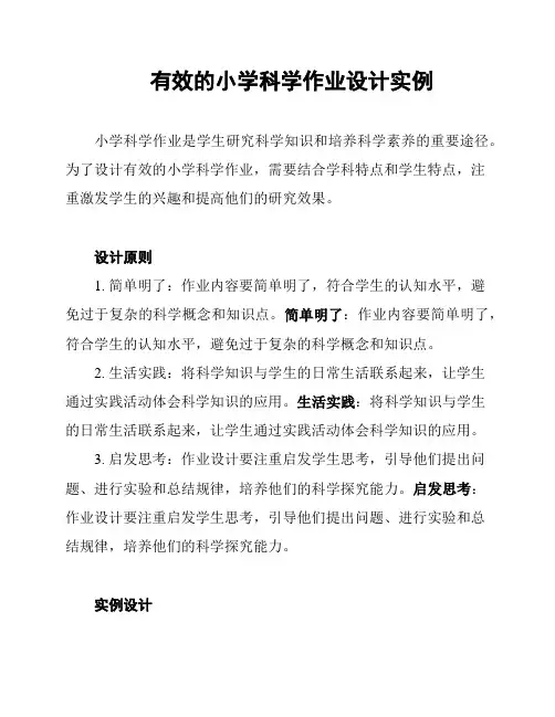 有效的小学科学作业设计实例