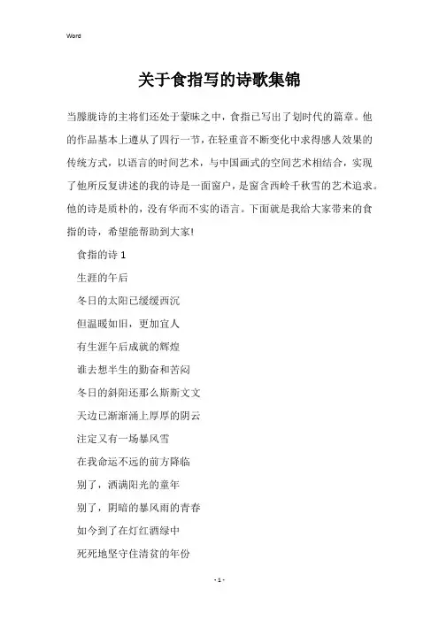 关于食指写的诗歌集锦