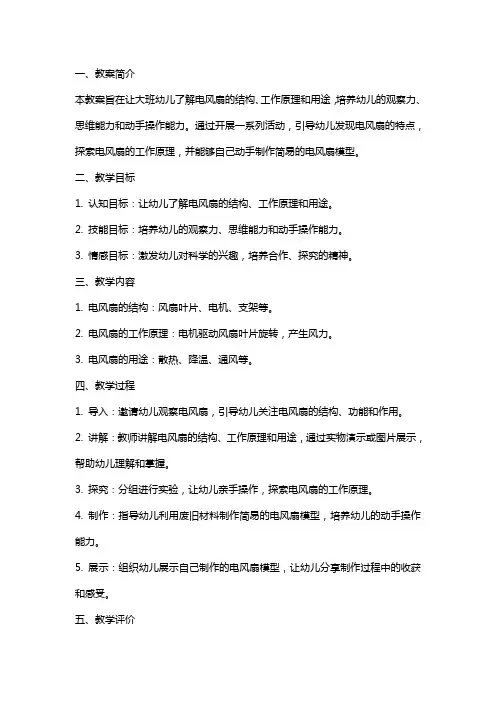 2024年《电风扇》大班科学教案