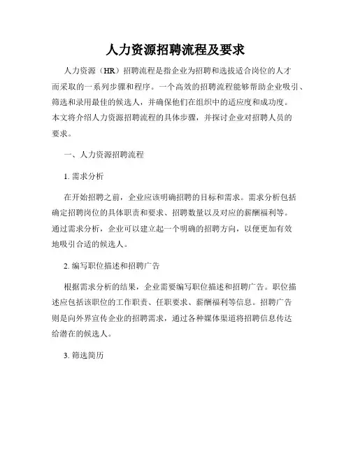 人力资源招聘流程及要求