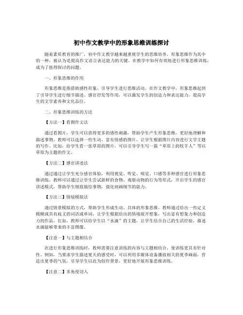 初中作文教学中的形象思维训练探讨