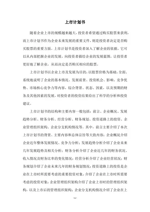 上市计划书