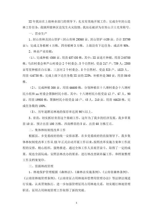 乡镇林业工作总结范文