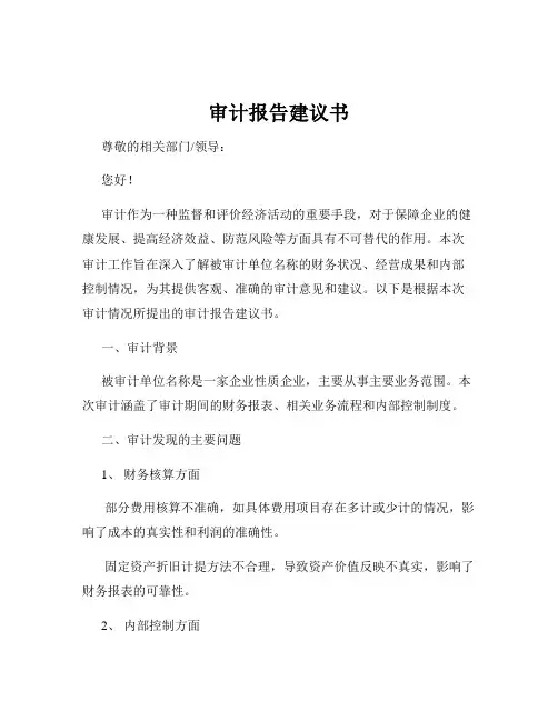 审计报告建议书