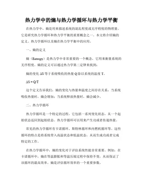 热力学中的熵与热力学循环与热力学平衡