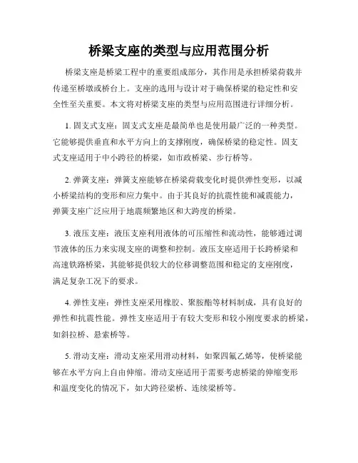 桥梁支座的类型与应用范围分析