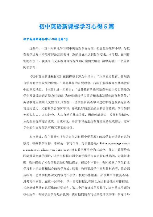 初中英语新课标学习心得5篇