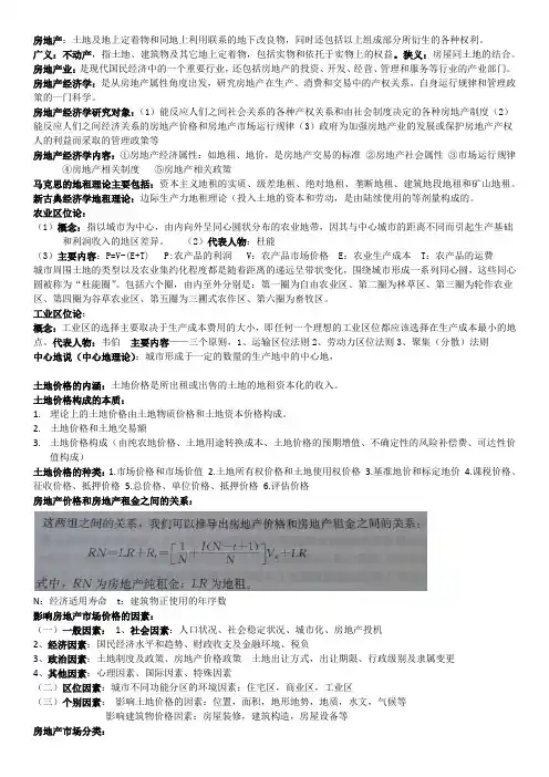 房地产经济学总结