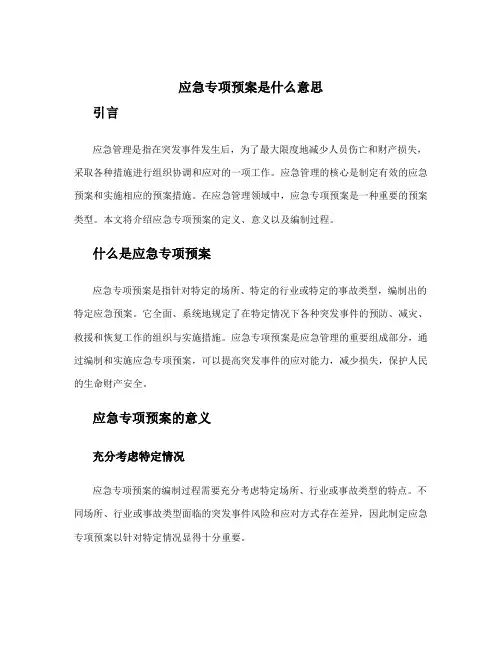应急专项预案是什么意思