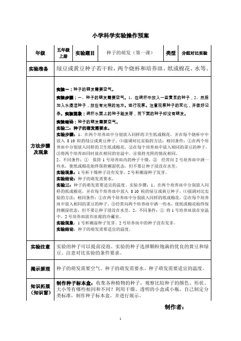 小学科学实验操作