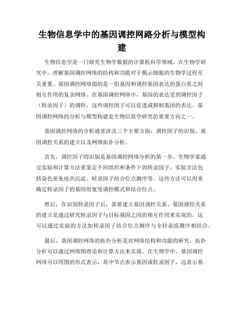 生物信息学中的基因调控网路分析与模型构建