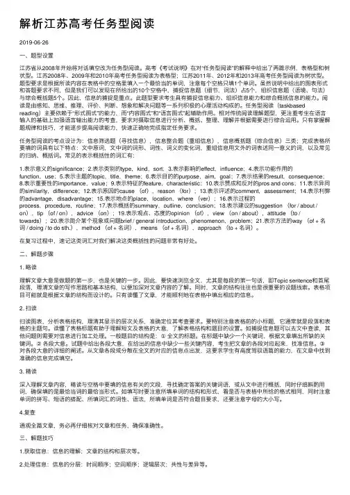 解析江苏高考任务型阅读