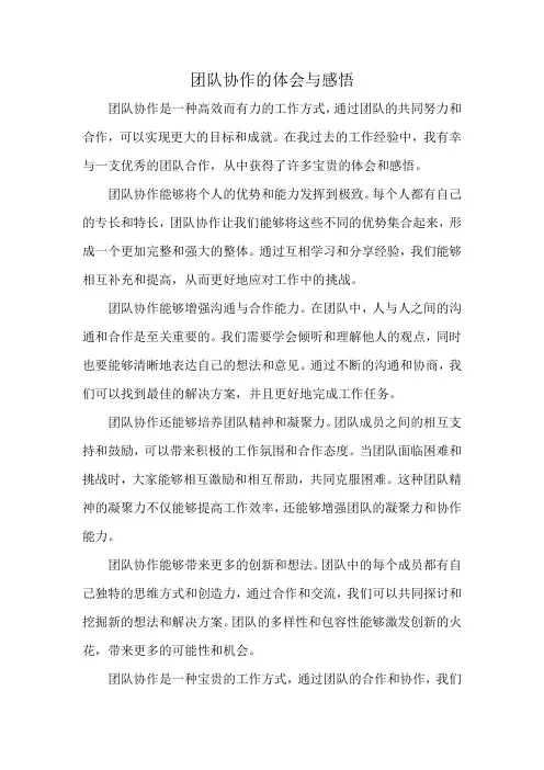 团队协作的体会与感悟