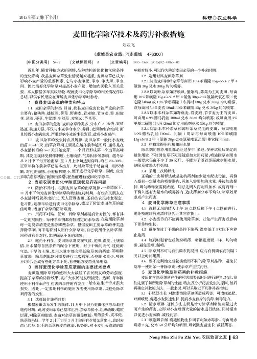 麦田化学除草技术及药害补救措施