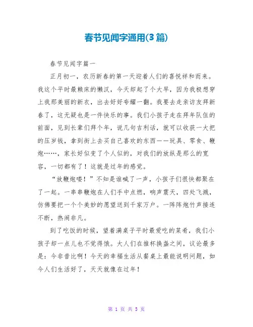 春节见闻字通用(3篇)