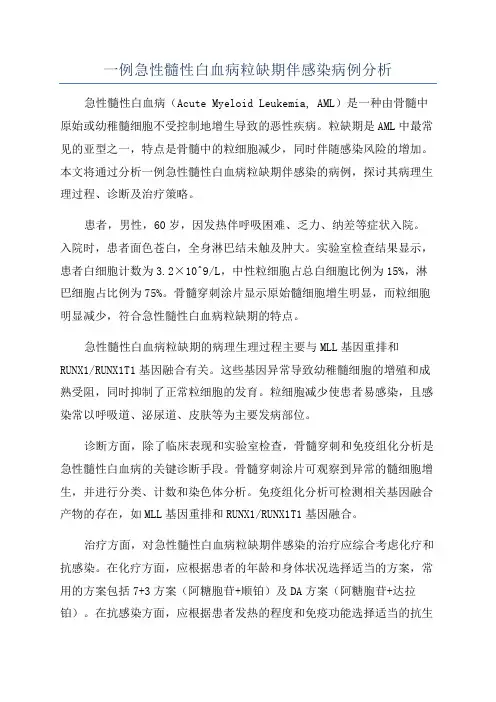 一例急性髓性白血病粒缺期伴感染病例分析