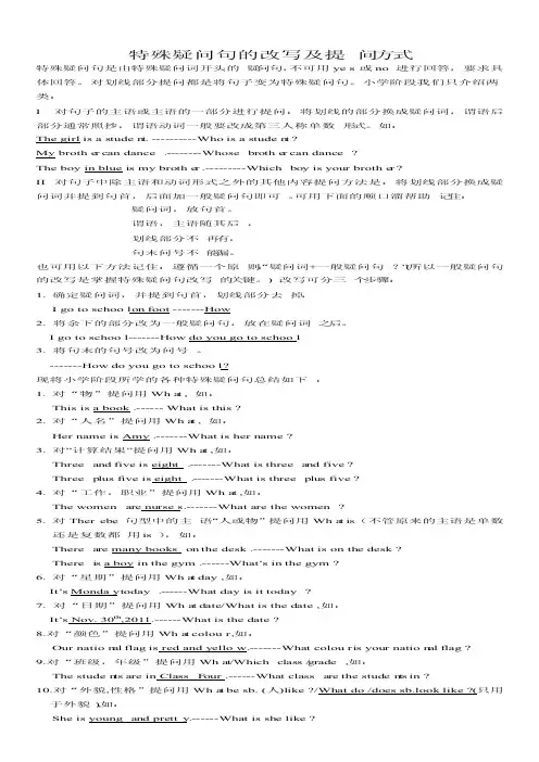 特殊疑问句的改写及提问方式