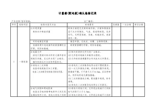 计量箱(配电板)确认检验记录