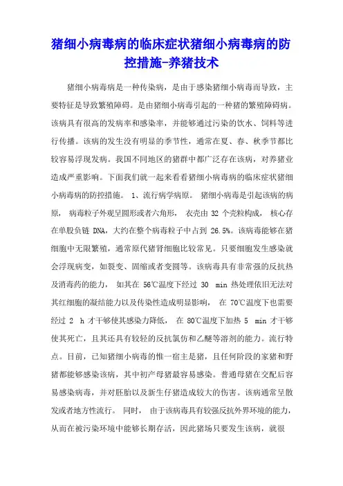 猪细小病毒病的临床症状 猪细小病毒病的防控措施 - 养猪技术