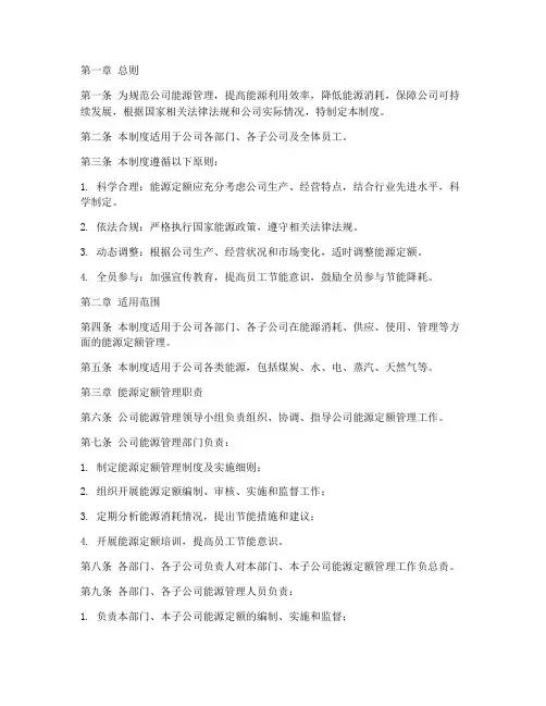 公司能源定额管理制度