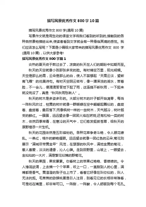 描写风景优秀作文800字10篇