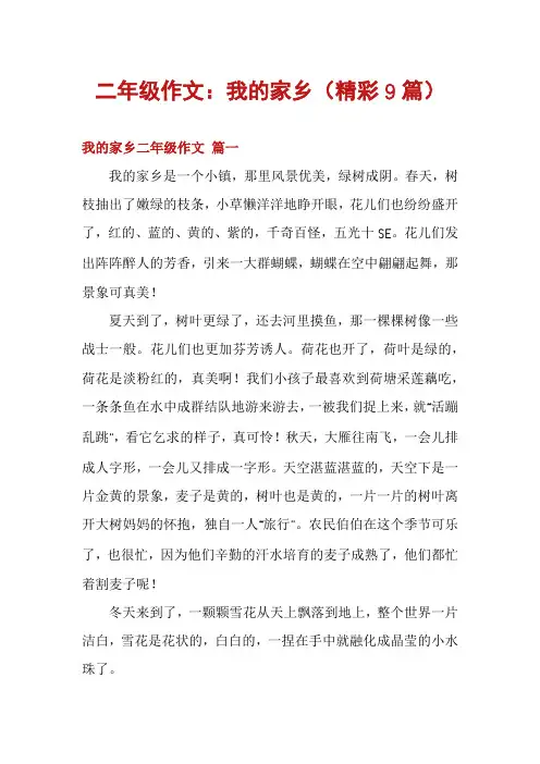 二年级作文：我的家乡(精彩9篇)